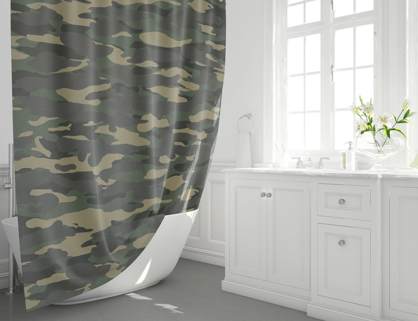 Camo Shower Curtain camoflauge shower curtains boys shower curtain camo bath rug camo bath decor beige green kids bathroom boy shower