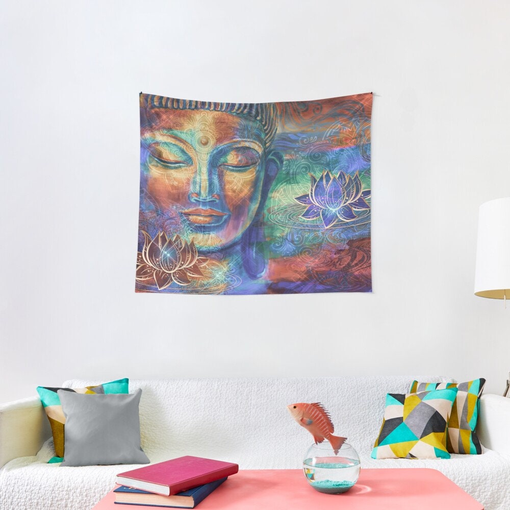Buddha Tapestry Buddha Wall Art Spiritual Tapestry Spiritual Tapestries Buddha Tapestry Lotus Flower Tapestries Buddha Art