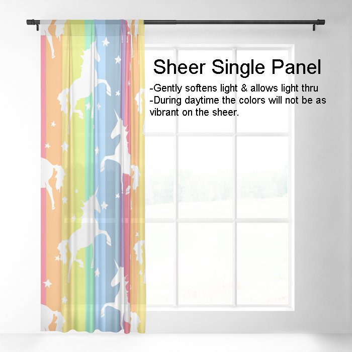 Rainbow Unicorn Window Curtains Girly Drapery unicorns Curtain Panels childrens window treatment colorful rainbow curtain kids curtains decr
