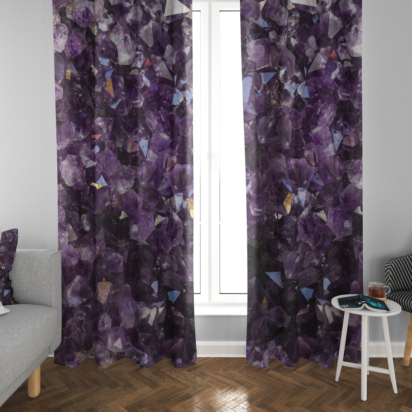 Amethyst Window Curtain Purple Drapery Curtain Panels spiritual window treatment unique curtains dark purple window curtains amethysts