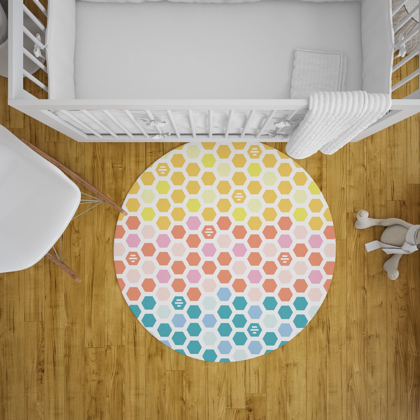 Colorful Hexagons Rug Rug 3'x5' 4'x6' 5'x7' 8x10' 9x12' Large orange pink yellow blue area rug