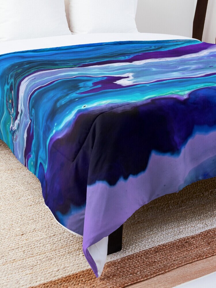 Blue Duvet Cover or Comforter Artsy ocean bedding blue Twin Queen King abstract art ocean bedroom Unique gift sky aqua teal water