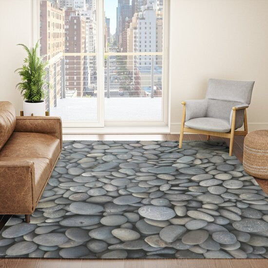Pebbles Rug gray Rug grey Rug stones Floor Rug gray Mat nature rug unique Rugs 3x5 4x6 8x10 9x12 Large rugs gray decor grey rugs