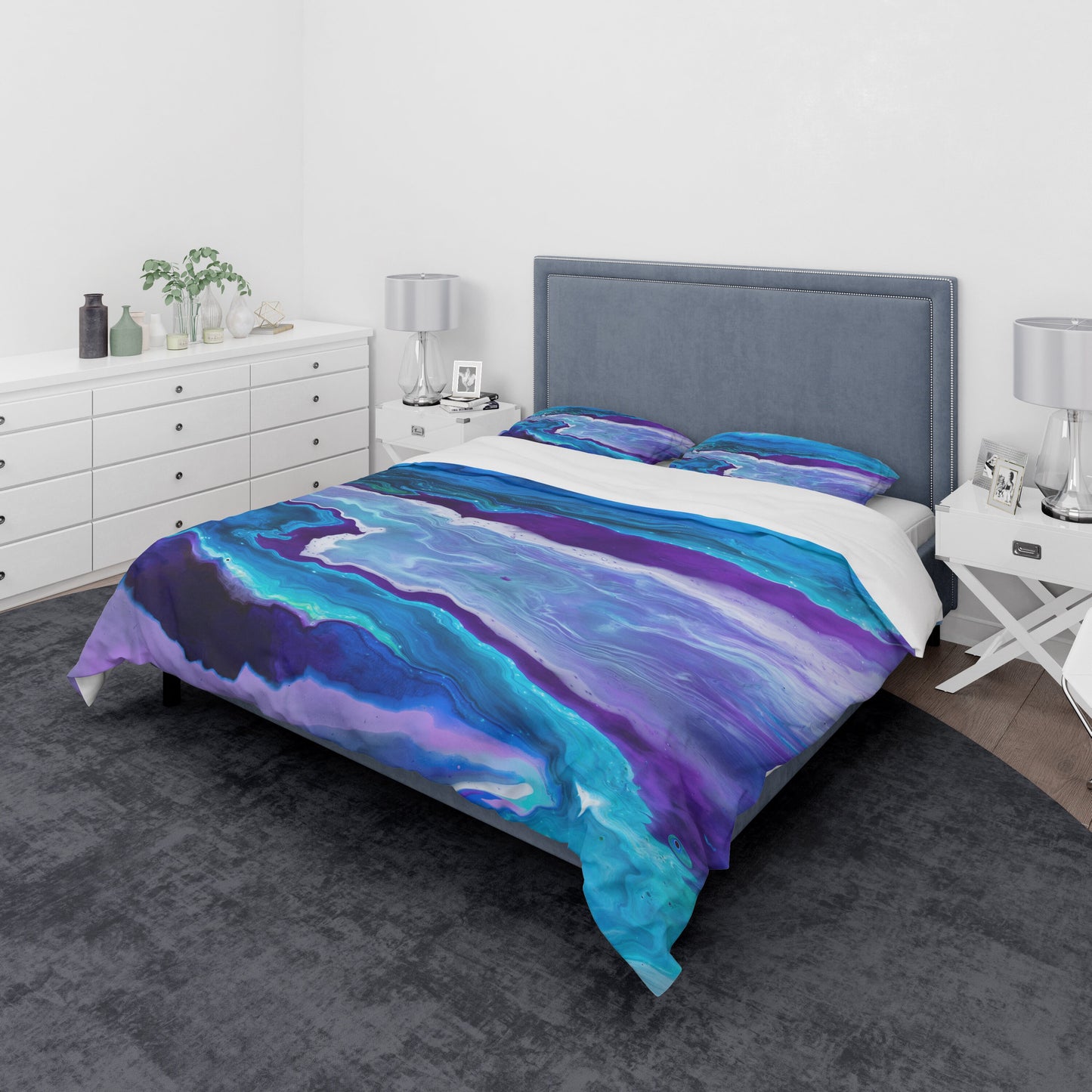 Blue Duvet Cover or Comforter Artsy ocean bedding blue Twin Queen King abstract art ocean bedroom Unique gift sky aqua teal water