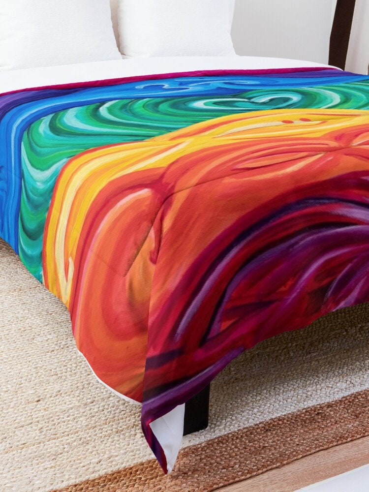 Chakra Duvet Cover or Comforter Spiritual Twin Queen King Chakras bedding sets Artsy Rainbow yoga hippy meditating heart Unique