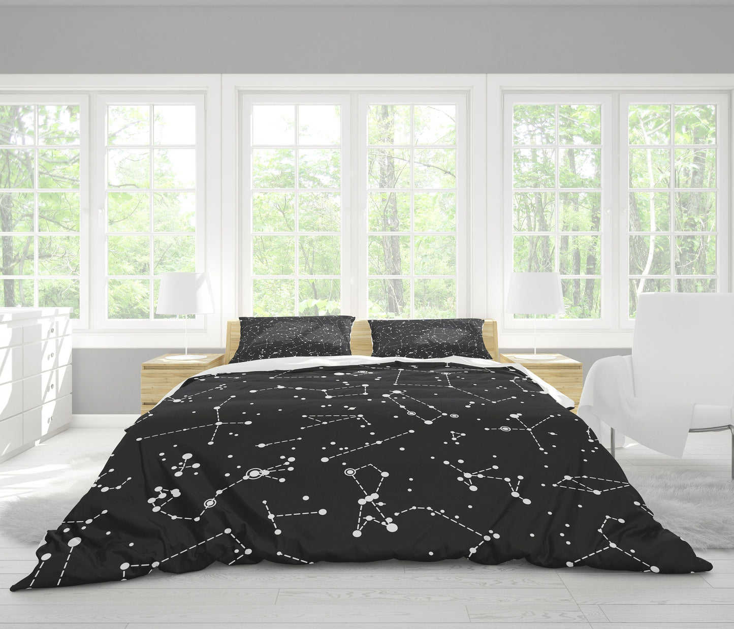 Star Constellations Duvet Cover or Comforter space bedding black duvet Queen twin bedroom stars duvet star constellations bedding