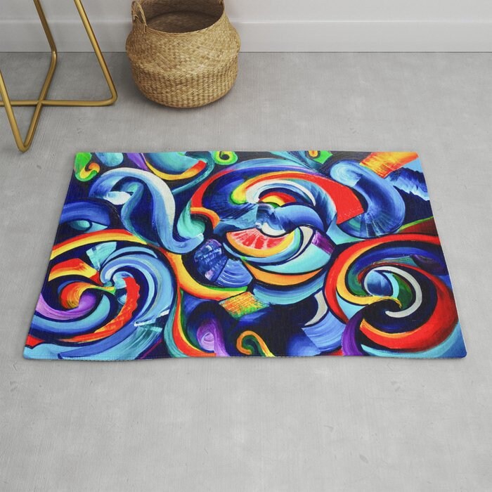 Colorful Rug abstract art rugs psychedelic rug colorful floor rug grafiti rug graffiti rugs hippy rug psychadelic rug large gifts unique