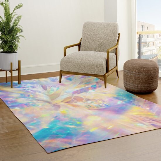 Fairy Rug Princess Rug Colorful Rug Rainbow Floor Rug Pink Mat girly rug glittery Rugs 2x3 3x5 4x6 5x7 Large rugs girls pastel decor