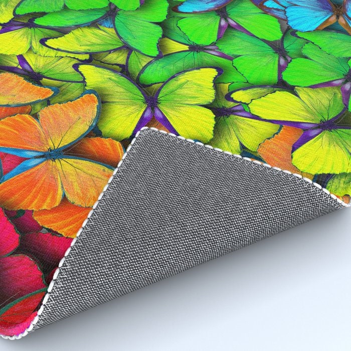 Butterfly Rug rainbow Rug colorful Rug butterflies Floor Rug butterfly Mat unique Rugs 3'x5' 4'x6' 5x7 Large rugs butterfly decor