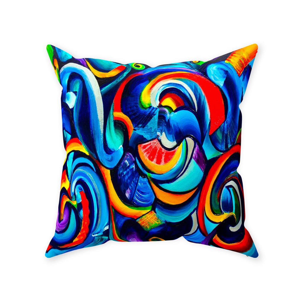 Graffiti Pillow Abstract Art Throw Pillow Pillow Insert Included psychadelic pillow grafiti pillows couch pillows colorful pillow unique