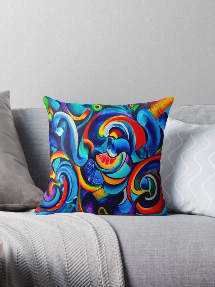 Graffiti Pillow Abstract Art Throw Pillow Pillow Insert Included psychadelic pillow grafiti pillows couch pillows colorful pillow unique