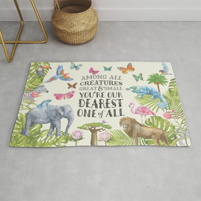 Nursery Rug boys or girls rug safari rug animal room decor baby rug elephant lion zebra kids rugs childrens rug childs jungle