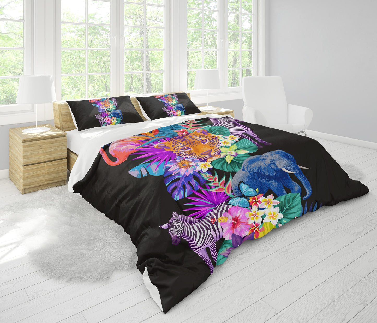 Tropical Animals Duvet Cover or Comforter tropical bedding jungle bedding tropical flowers comforter flowers bedding wild animal comforter