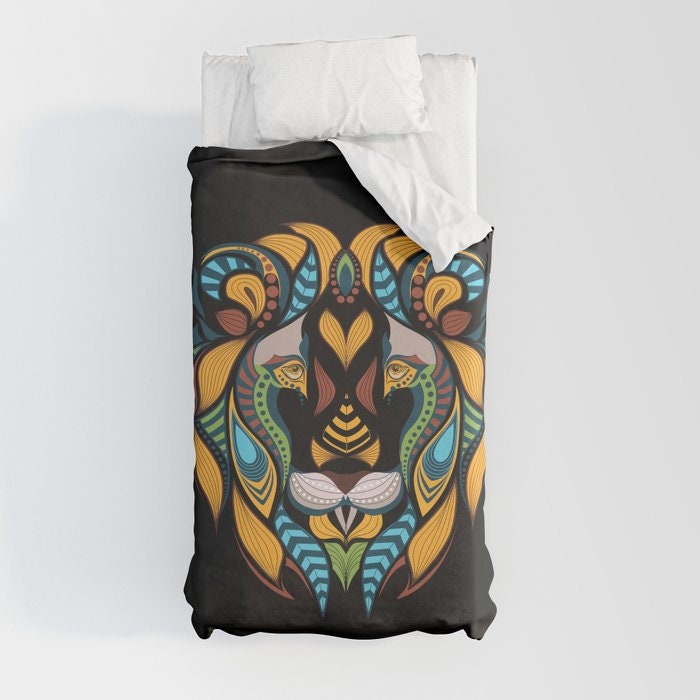 Lion Head Comforter or Duvet Cover african bedding lions head bedding africa comforter tribal bedding