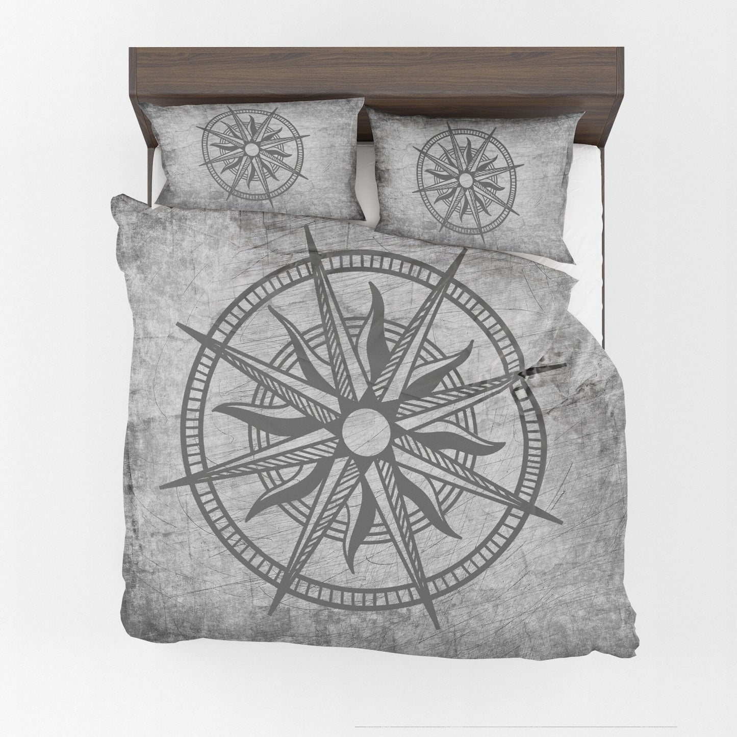 Compass Comforter or Duvet Cover gray grunge bedding nautical bedding coastal comforter grey comforter marine bedding sets