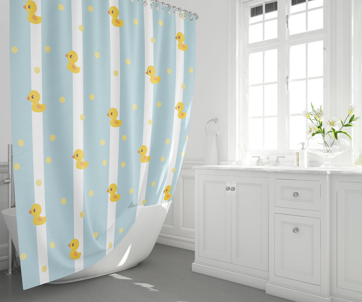 Rubber Ducks Shower Curtain kids shower curtains blue white lines bath mats girls or boys shower curtains childrens bath