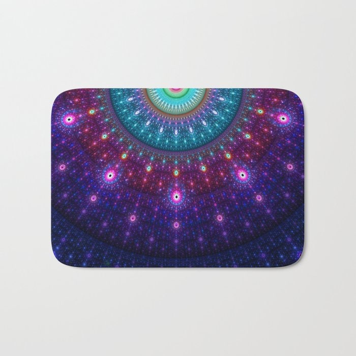 Purple Fractal Mandala Shower Curtain or bathmat sacred geometry bath mandalas shower curtains gypsy blue bathroom