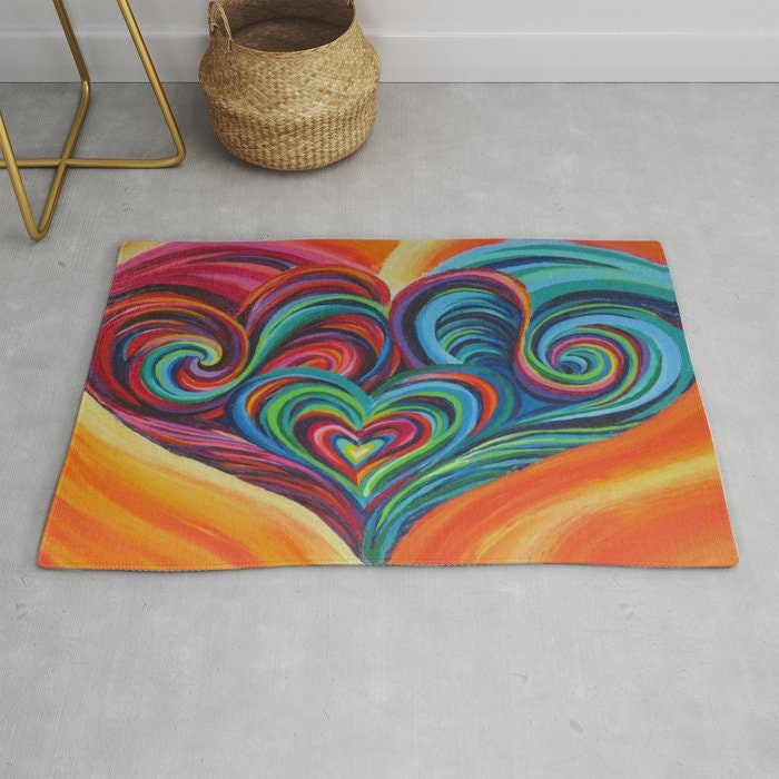 Heart Rug Rainbow Hearts Rug colorful Rug kids Floor Rug 4x6 5x7 8x10 Large rugs nursery rugs
