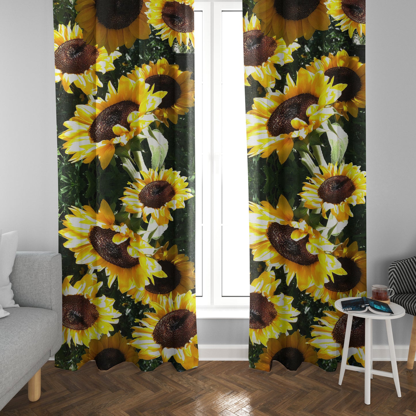 Sunflower Window Curtains sunflowers Drapery Curtain Panels yellow floral window treatment girls room botanical
