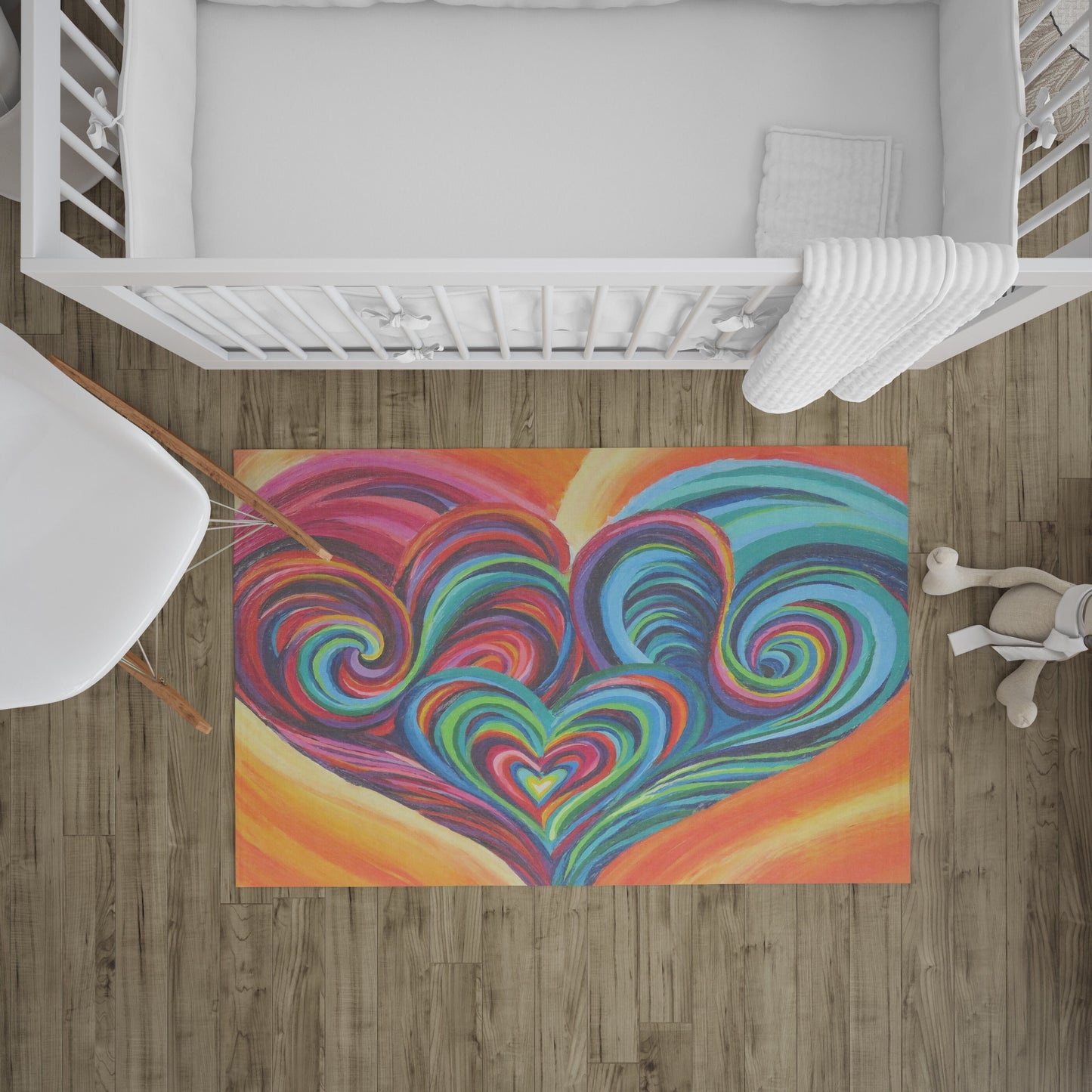 Heart Rug Rainbow Hearts Rug colorful Rug kids Floor Rug 4x6 5x7 8x10 Large rugs nursery rugs