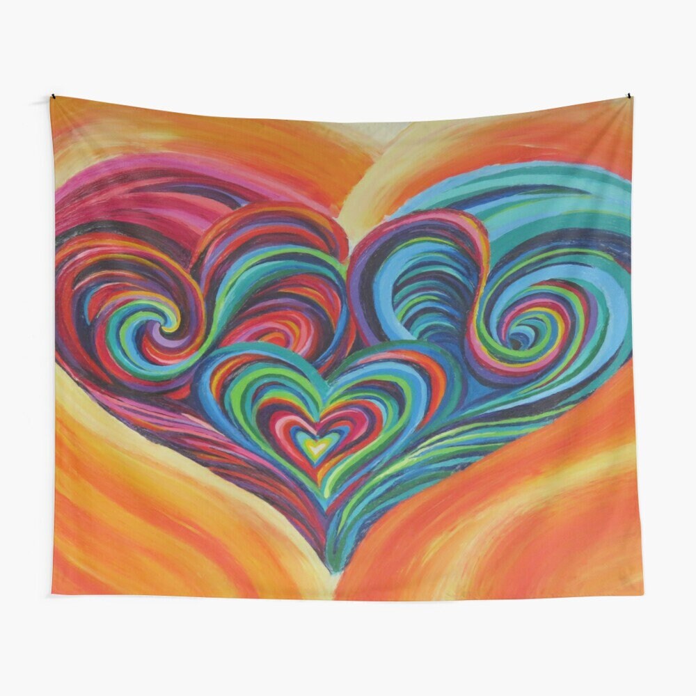 Colorful Hearts Tapestry Rainbow wall art spiritual tapestry hearts tapestries heart tapestry unique gift heart wall