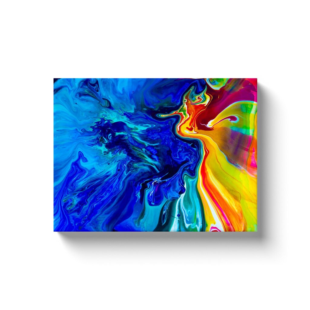 Abstract canvas or Framed Art or Art Print Artsy colorful blue yellow artwork seahorse ocean heart red