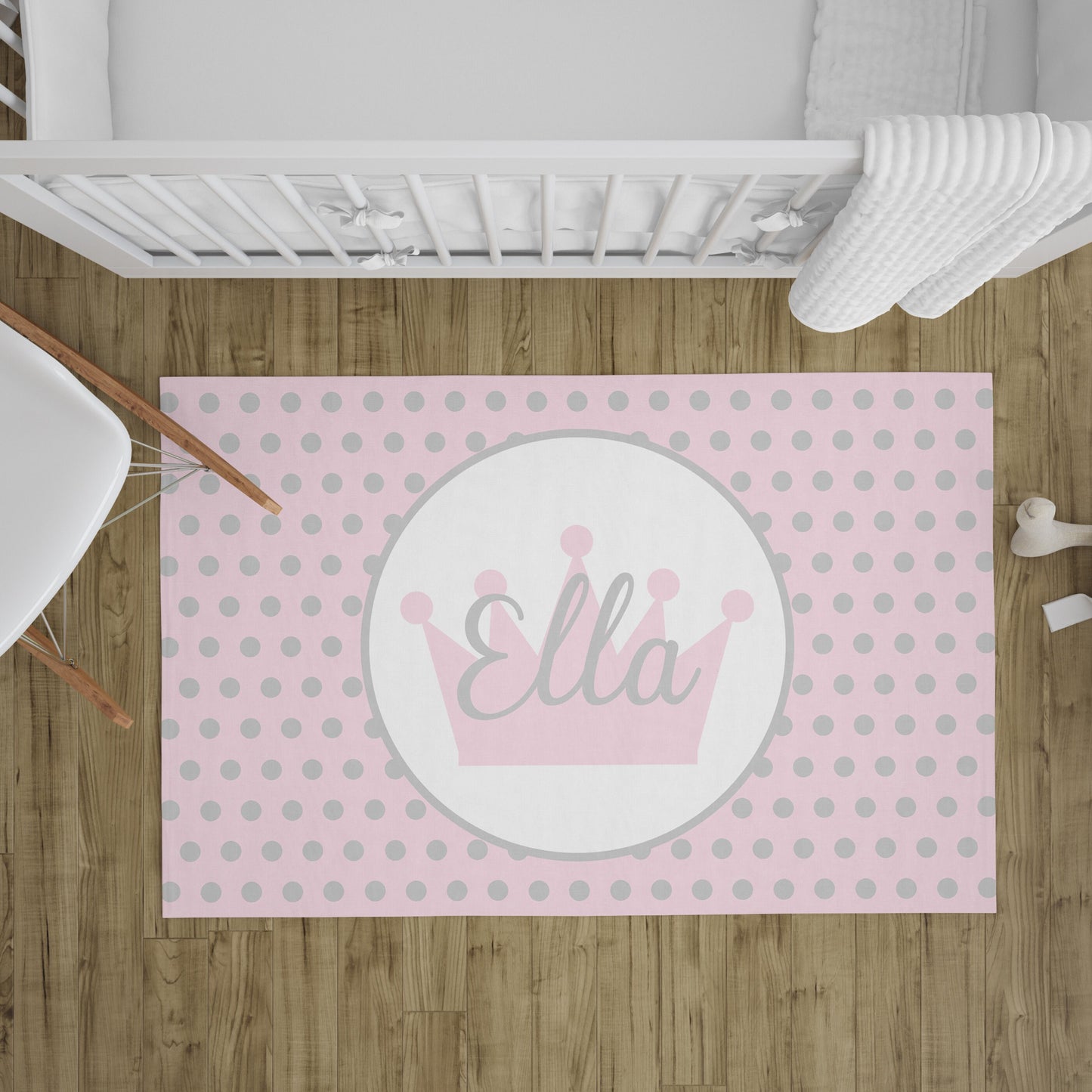 Pink & Gray Polka Dot Rug custom Name rugs princess personalised rug personalized girls rug custom gift rug custom area rugs custom rugs