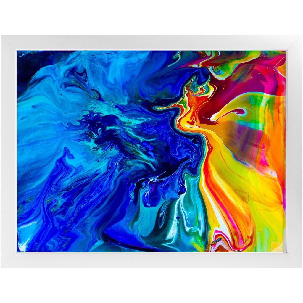 Abstract canvas or Framed Art or Art Print Artsy colorful blue yellow artwork seahorse ocean heart red