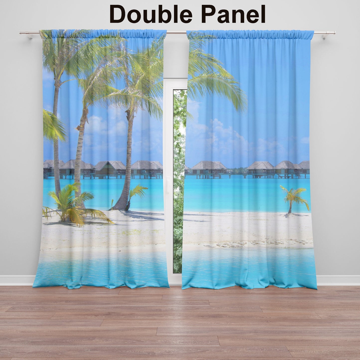 Tropical beach Window Curtains ocean Drapery Curtain Panels beachy window treatment island curtain palm trees curtains coastal