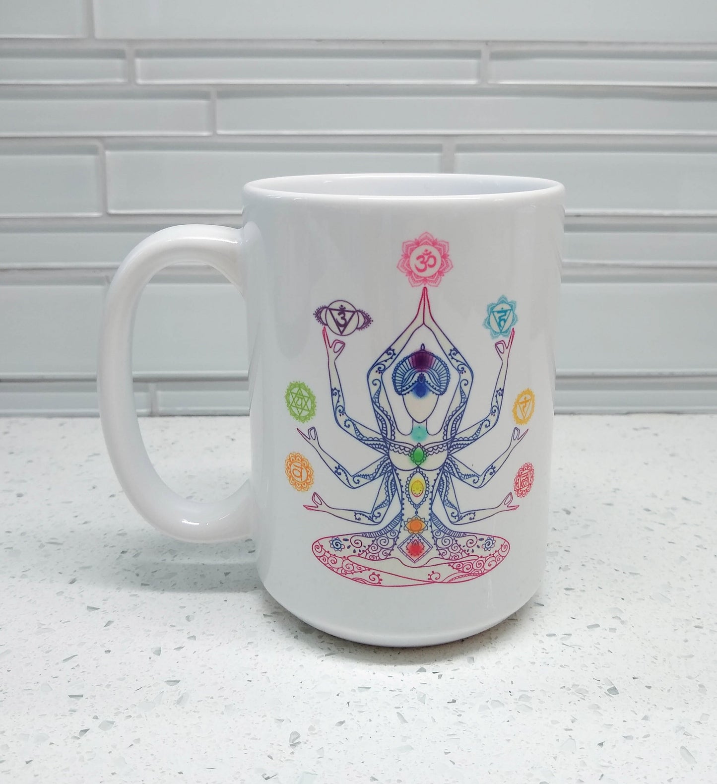 Chakra Mug 15oz Large chakras mug yoga mug spiritual mug meditation mug chakra mug girly mugs cute yoga mug rainbow mug