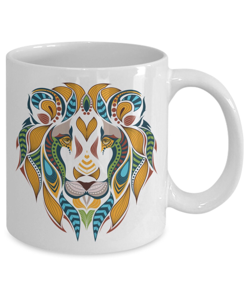 Lion Head Mug Lion Coffee mugs African tribal Cup