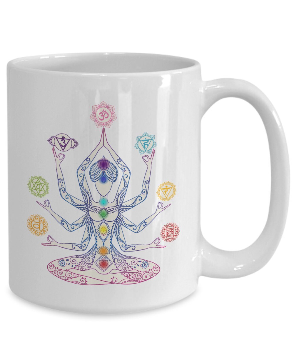 Chakra Mug 15oz Large chakras mug yoga mug spiritual mug meditation mug chakra mug girly mugs cute yoga mug rainbow mug