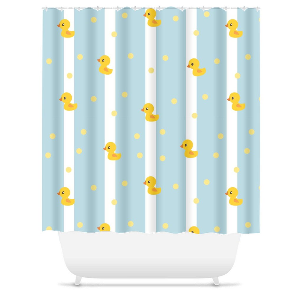 Rubber Ducks Shower Curtain kids shower curtains blue white lines bath mats girls or boys shower curtains childrens bath