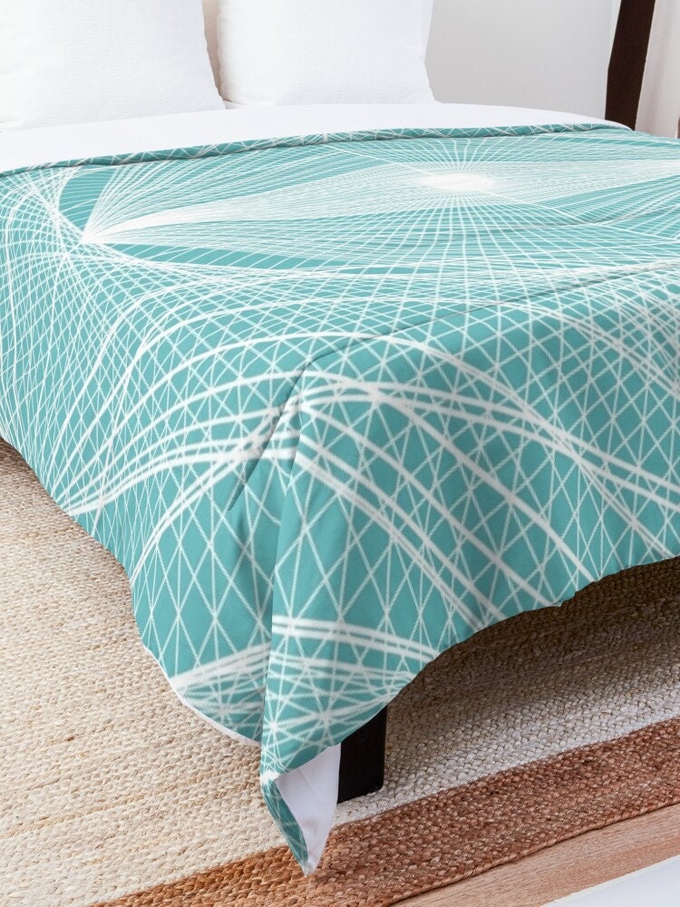 Fractal Duvet Cover or Comforter Blue or Grey Sacred Geometry bedding Geometric Bedding