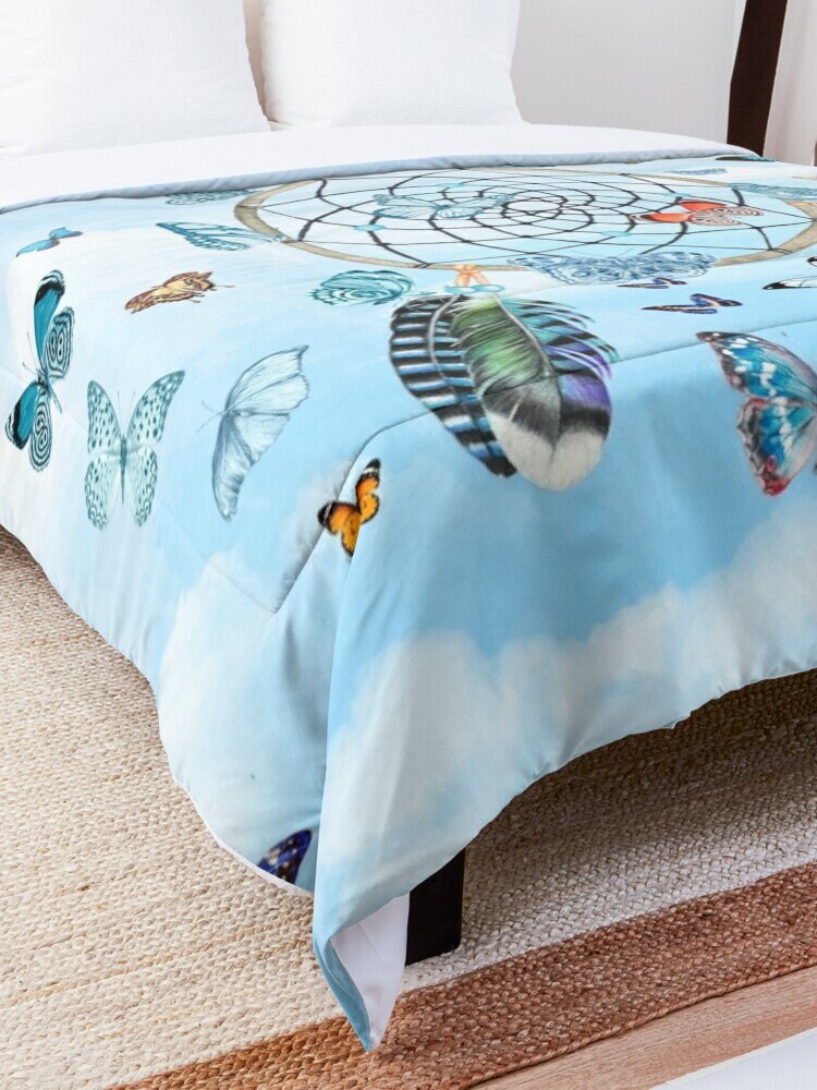 Butterfly Dream Catcher Duvet Cover or Comforter Blue butterflies bedding dream catcher