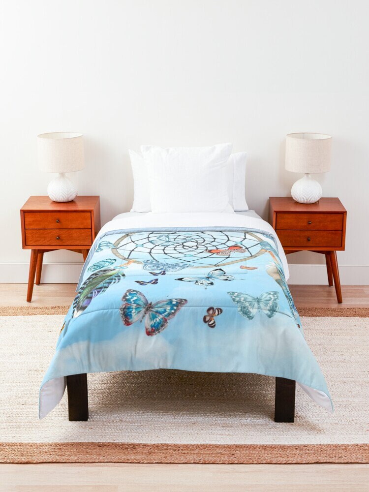 Butterfly Dream Catcher Duvet Cover or Comforter Blue butterflies bedding dream catcher