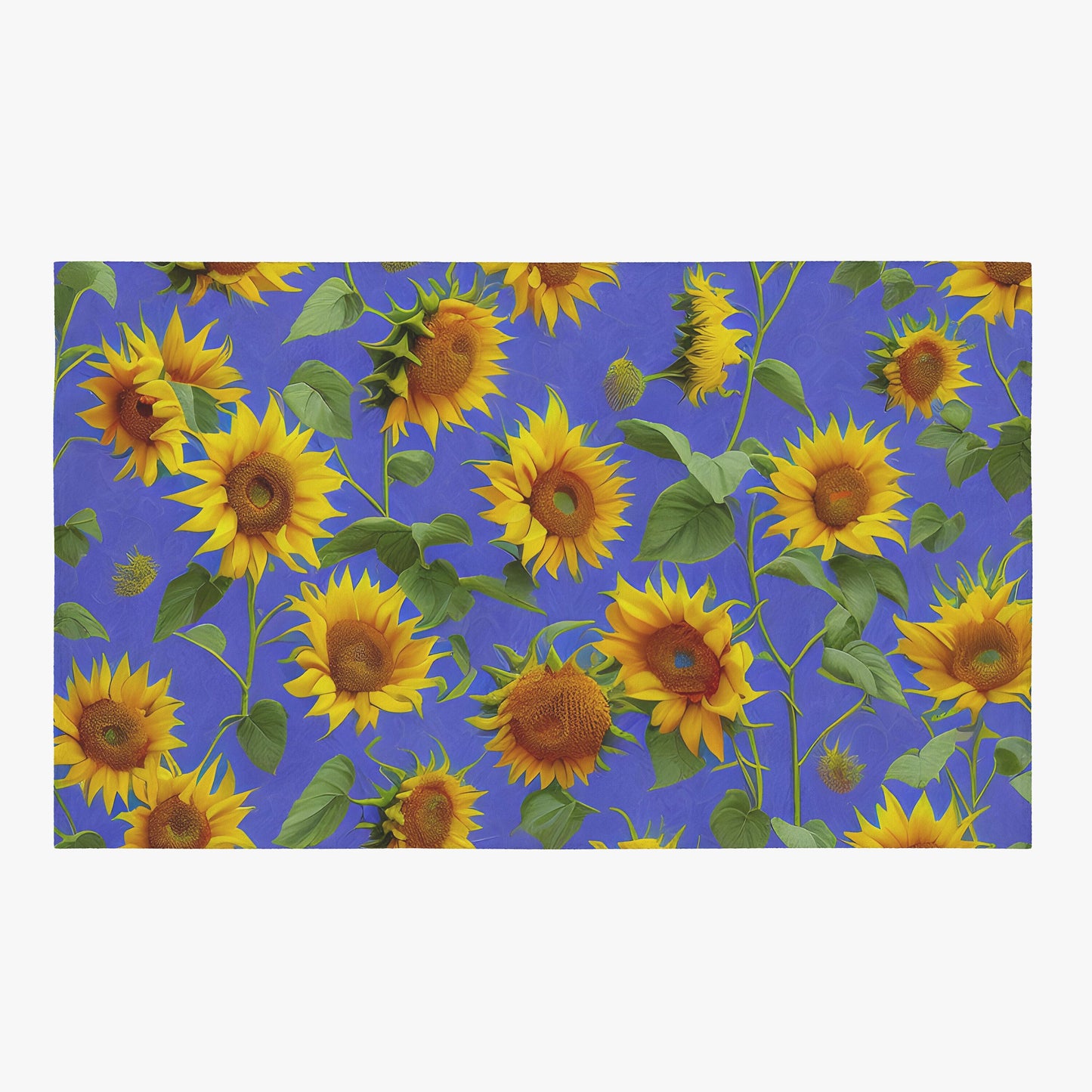 Sunflower Rug blue yellow floral rugs sunflowers floor mat