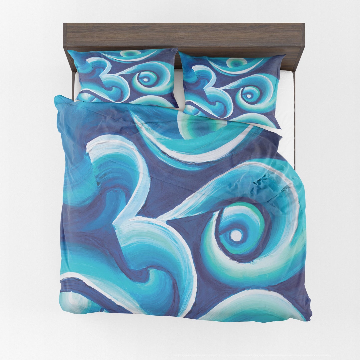 Abstract Blue Duvet Cover or Comforter Artsy bedding Twin Queen King bedroom blue teal aqua abstract art artwork bedding
