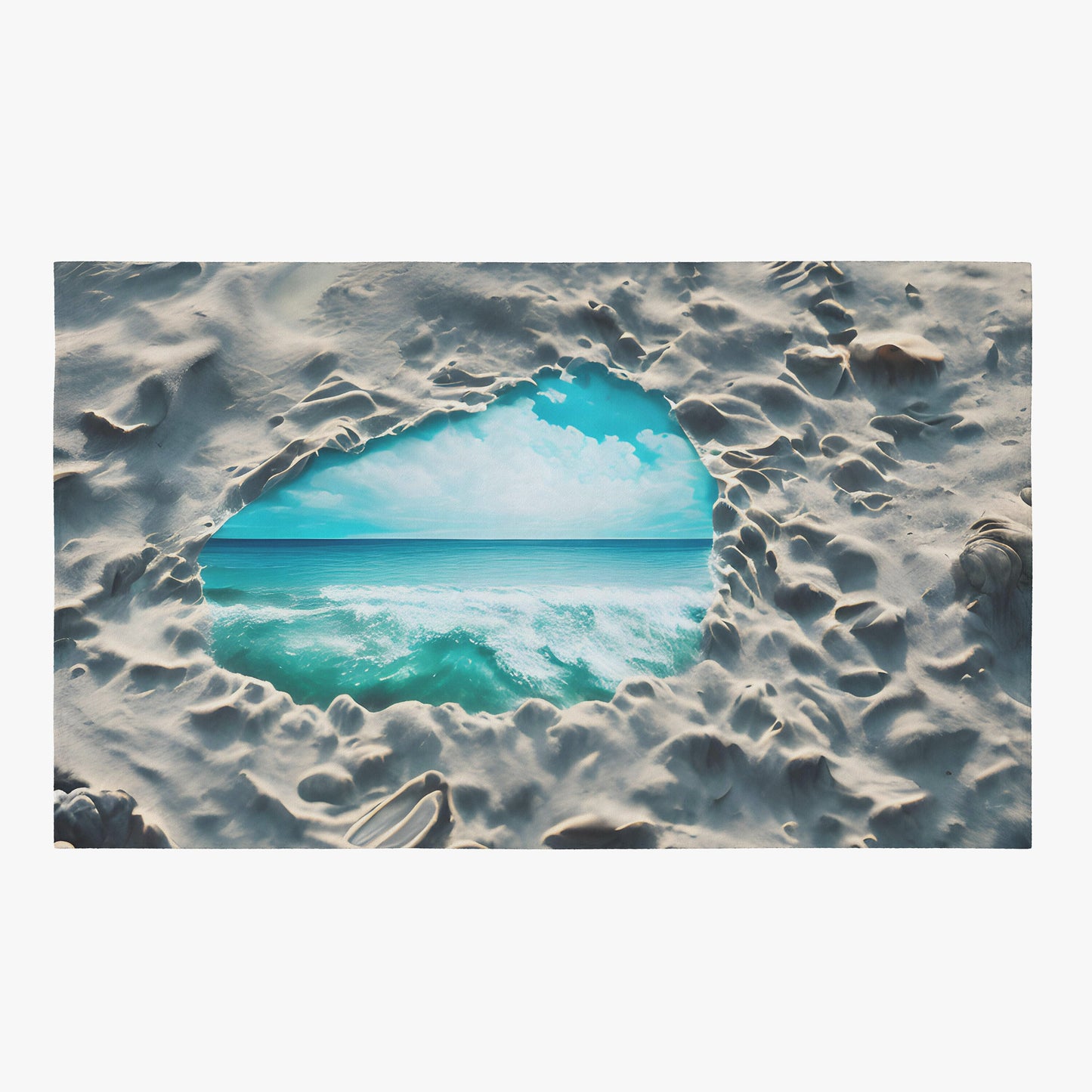 Ocean Rug Beach Rug Sand Portal Blue Rug Wormhole Floor Rugs 3'x5' 4'x6' 5'x7' Large rugs blue beige