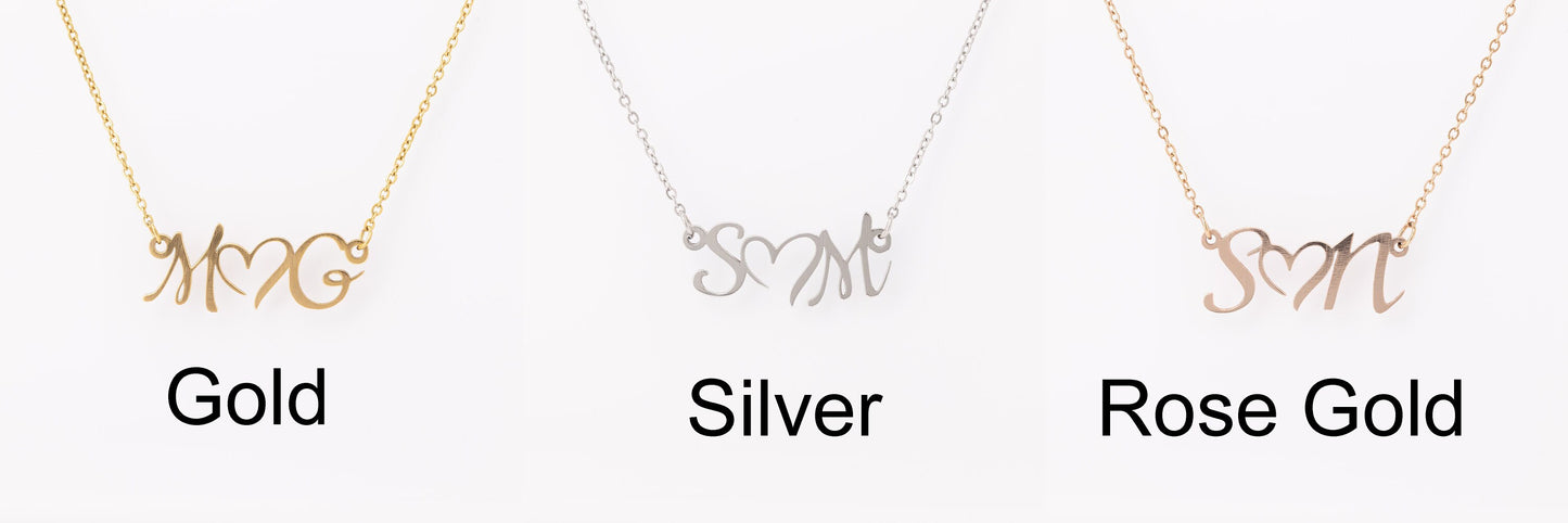 Custom initial heart Necklace Gold, Rose Gold or Silver, gift for woman, gift for loved one