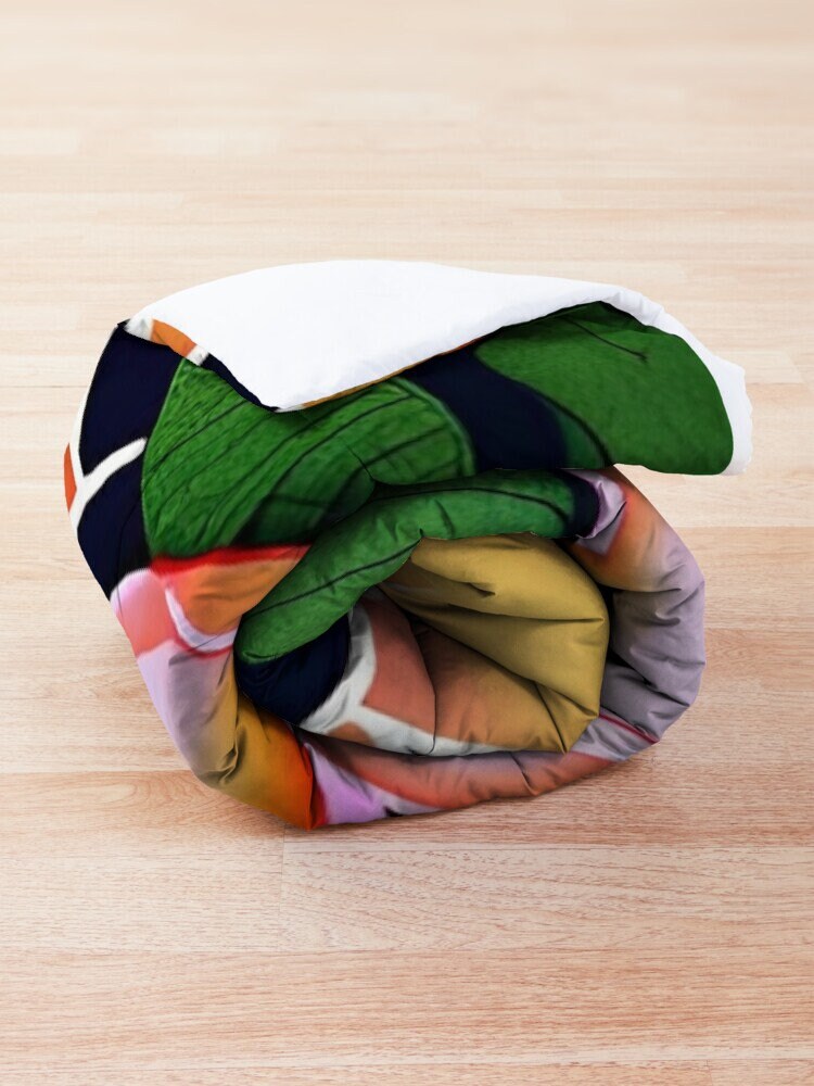 Lotus Flower Comforter or Duvet Cover yellow navy green bedding floral comforter japanese art duvet covers