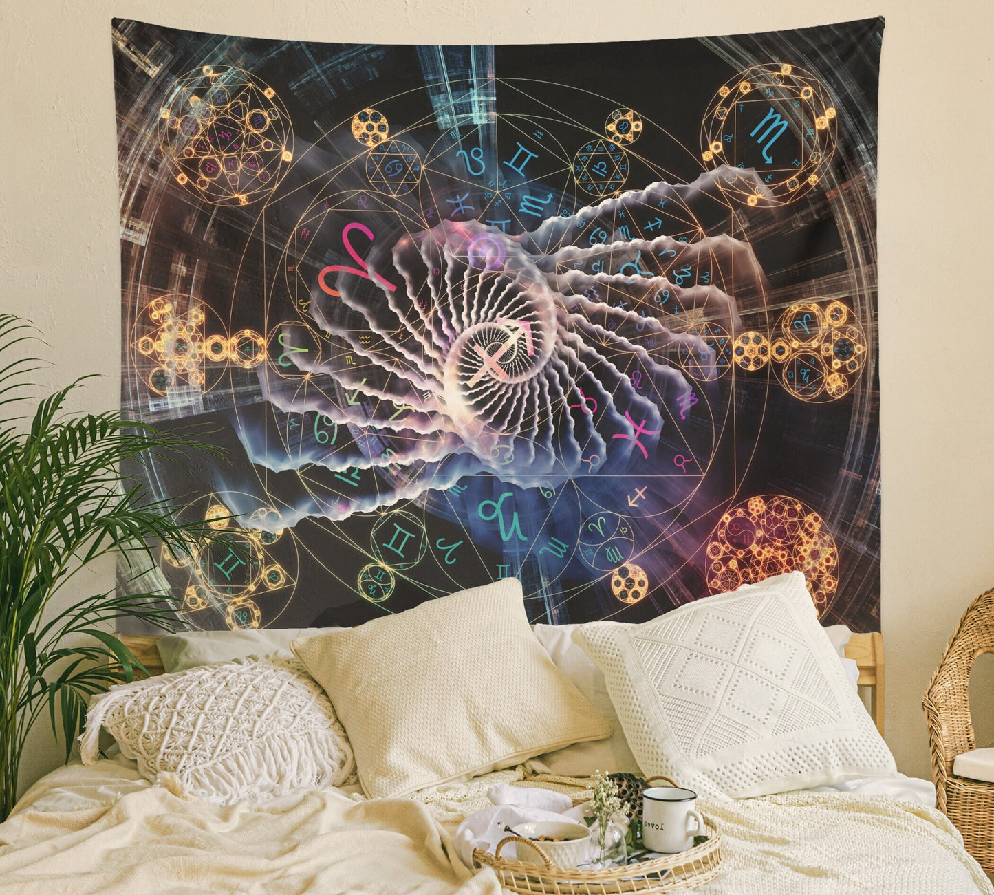Astral Tapestry Spiritual Tapestry Zodiac Wall Hanging Sacred Geometry Tapestry Yoga Wall Decor Fibonacci Tapestry Spiritual Dorm Decor
