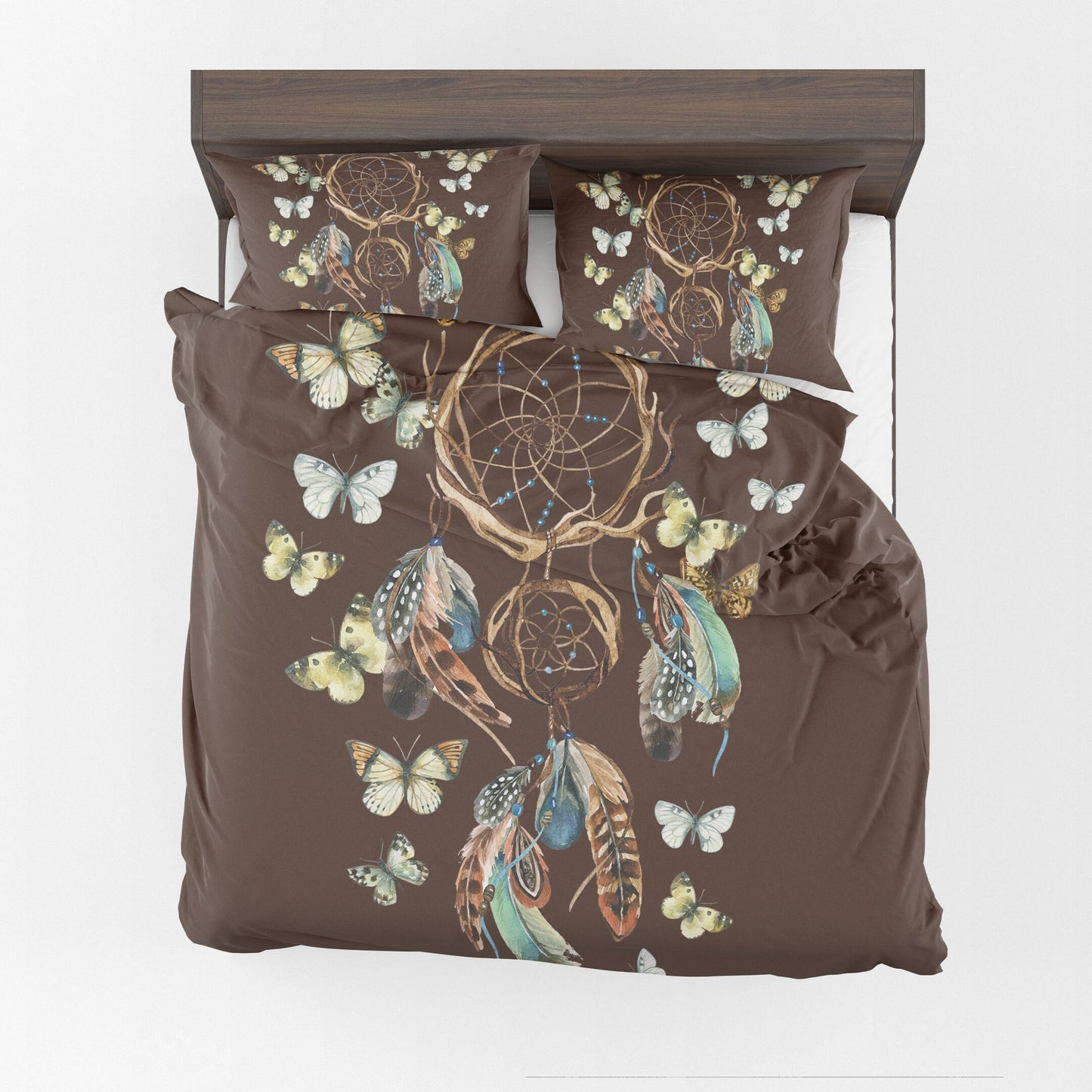 Butterfly Dream Catcher Comforter Duvet Cover boho bedding dark brown bedding dream catcher duvets dream catcher decor cute hippy