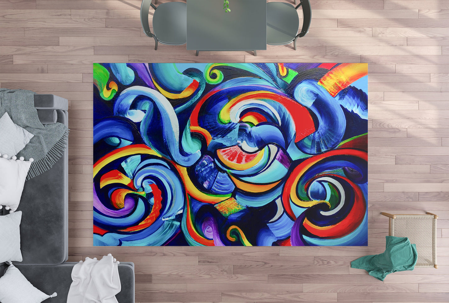 Colorful Rug abstract art rugs psychedelic rug colorful floor rug grafiti rug graffiti rugs hippy rug psychadelic rug large gifts unique