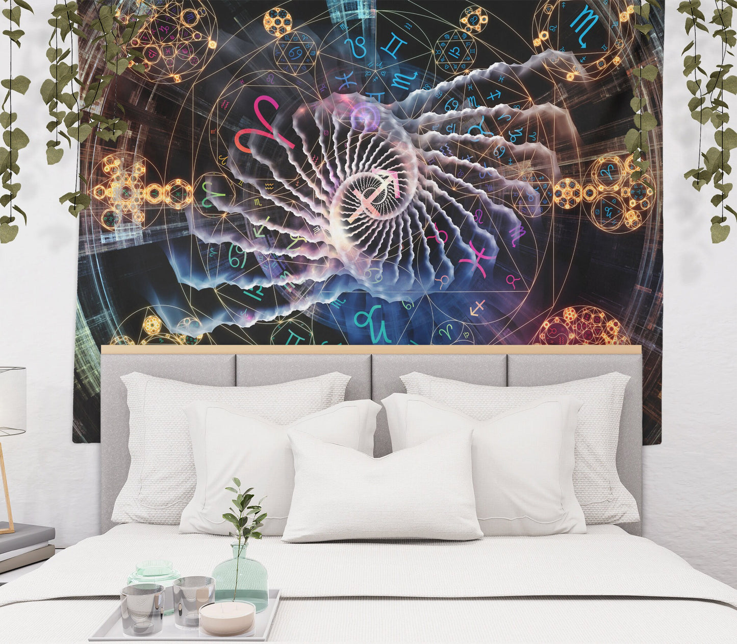 Astral Tapestry Spiritual Tapestry Zodiac Wall Hanging Sacred Geometry Tapestry Yoga Wall Decor Fibonacci Tapestry Spiritual Dorm Decor