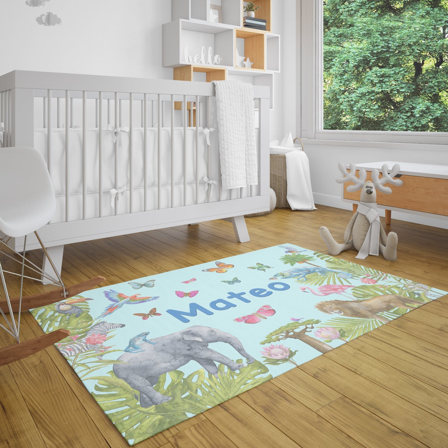 Blue Jungle Rug personalised rug colorful animal girls boys kids name personalized floor matt customized rugs nursery rug