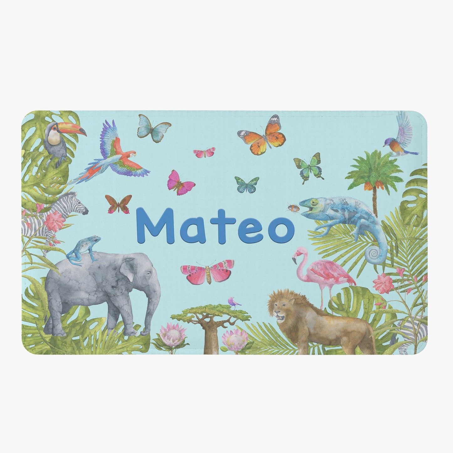 Custom Jungle Animals Shower Curtain safari shower girls boys shower curtain kids zoo blue shower curtain & or bath mat