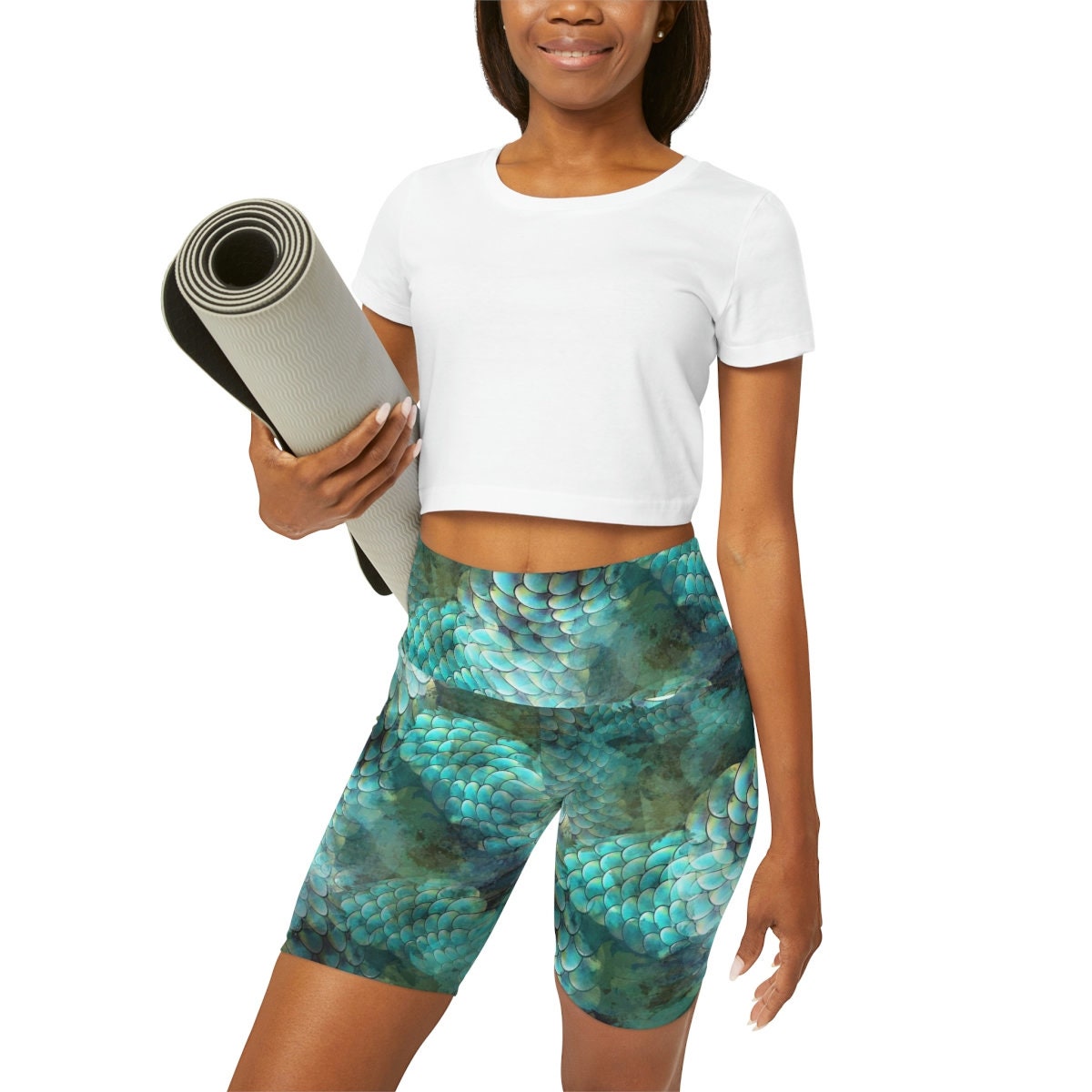 Mermaid yoga pants blue legging yoga pants capri or ankle length aqua leggings fish scales pants mermaids spandex