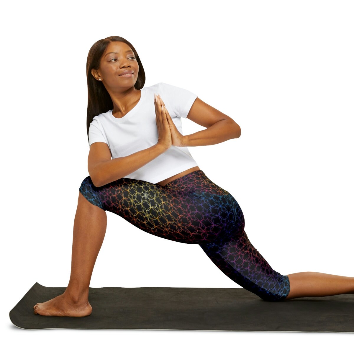 Sacred Geometry Yoga Pants rainbow black Leggings Yoga Leggins colorful Yoga Pants Spiritual Leggings