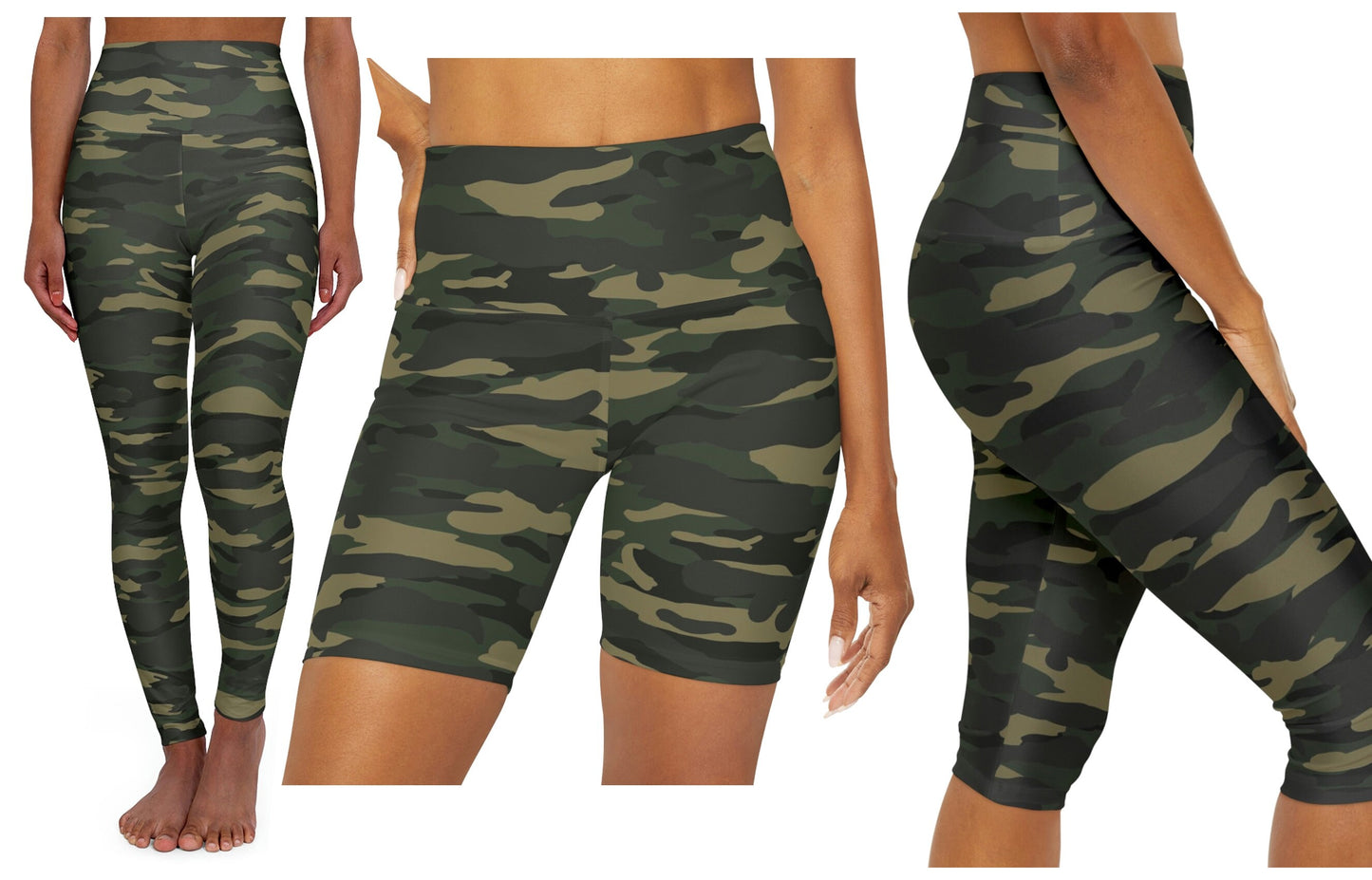 Camo yoga pants capri or shorts camoflauge leggings yoga leggins green yoga pants camo legging ankle or capri